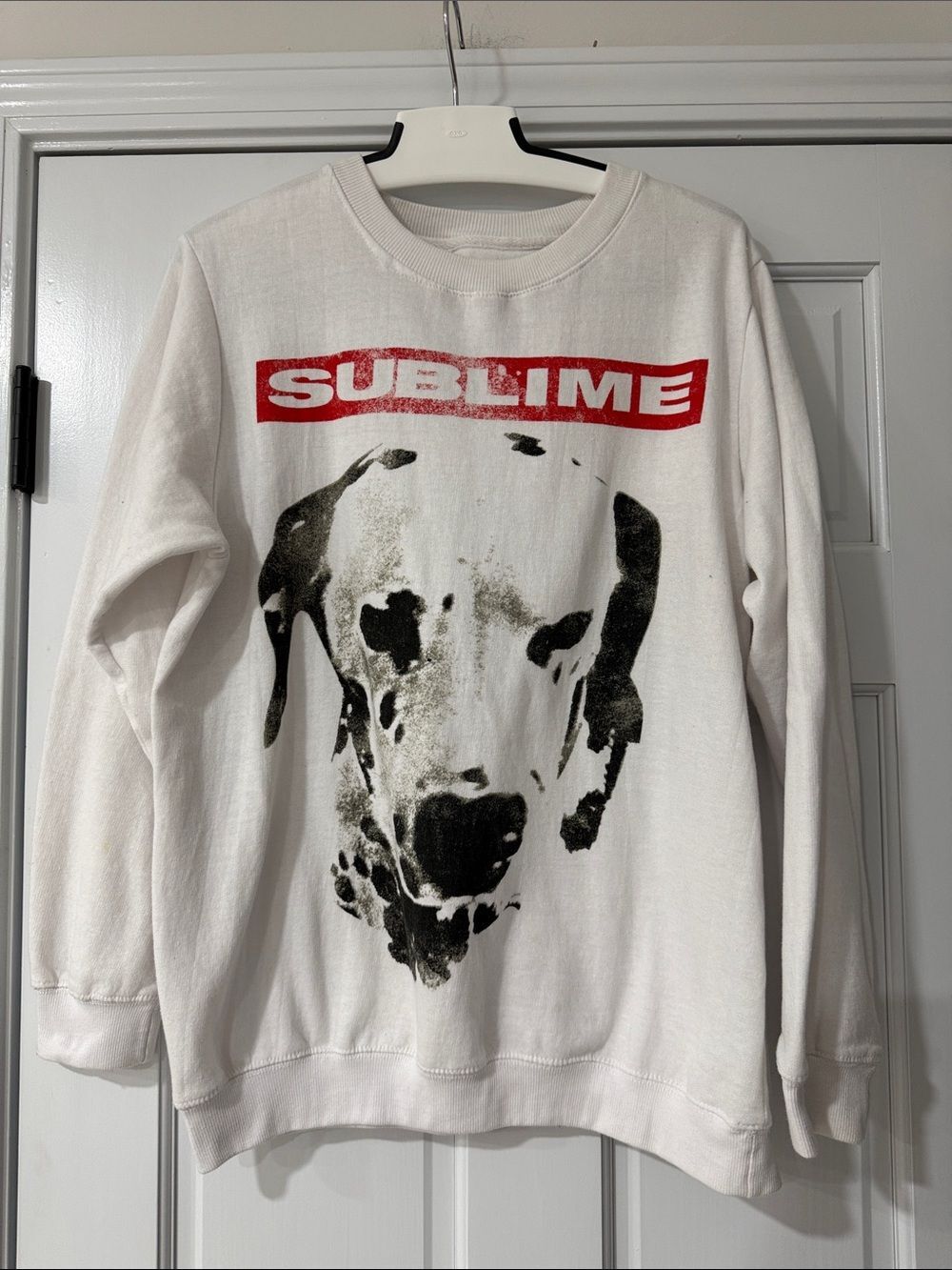 Sublime Lou Dog Dalmatian Graphic Sweatshirt White Men's XL  *RARE*